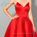 Satin Pleat Plus Size Robe de soirée à robe rouge Robe de soirée